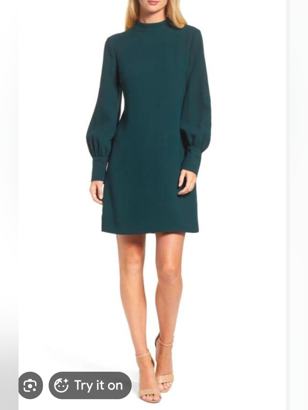 Eliza J Teal Long-Sleeve Shift Dress - Size 12
